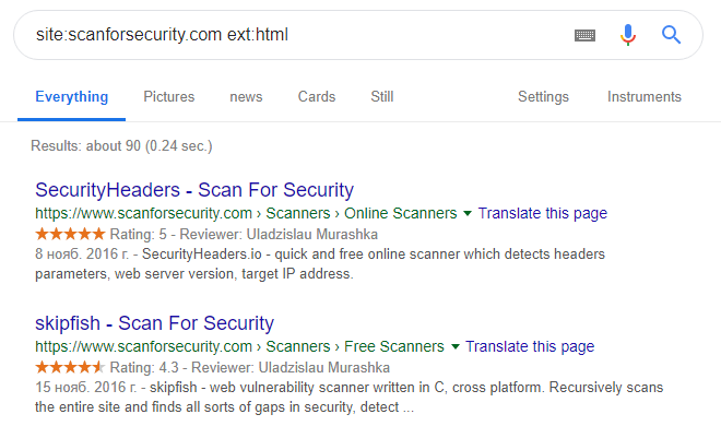 Google dorks search
