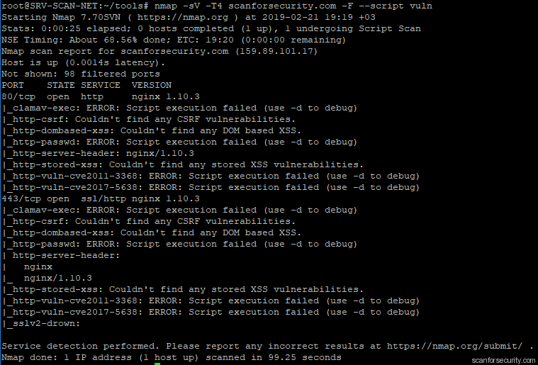 Nmap scan results