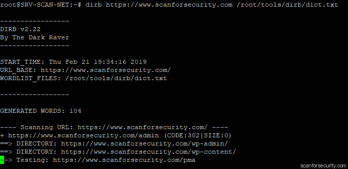Dirb scan example