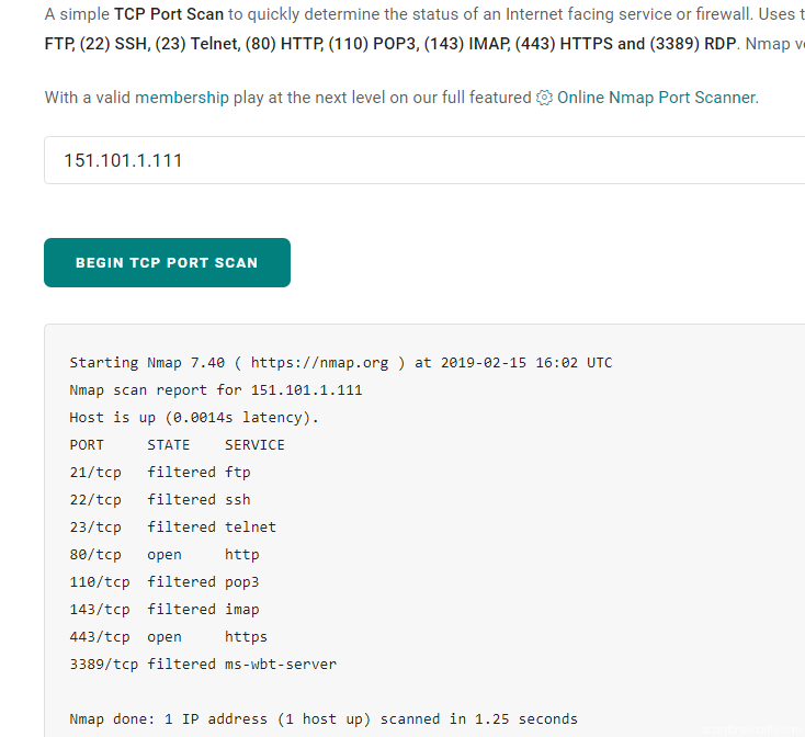 Online nmap port scanner