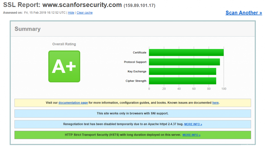 ScanForSecurity.com SSL Test