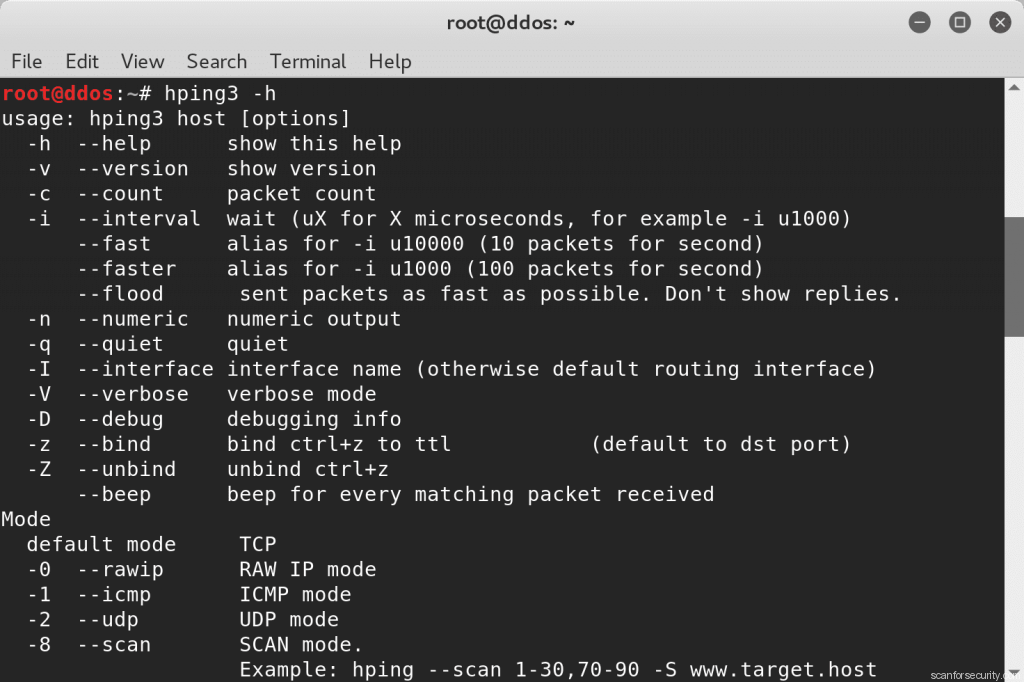 hping3 command list